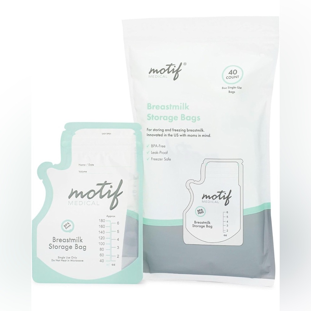 Motif Medical, 100 Milk Storage Bags 8 oz Milk Freezer Bag with Easy Pour Spout